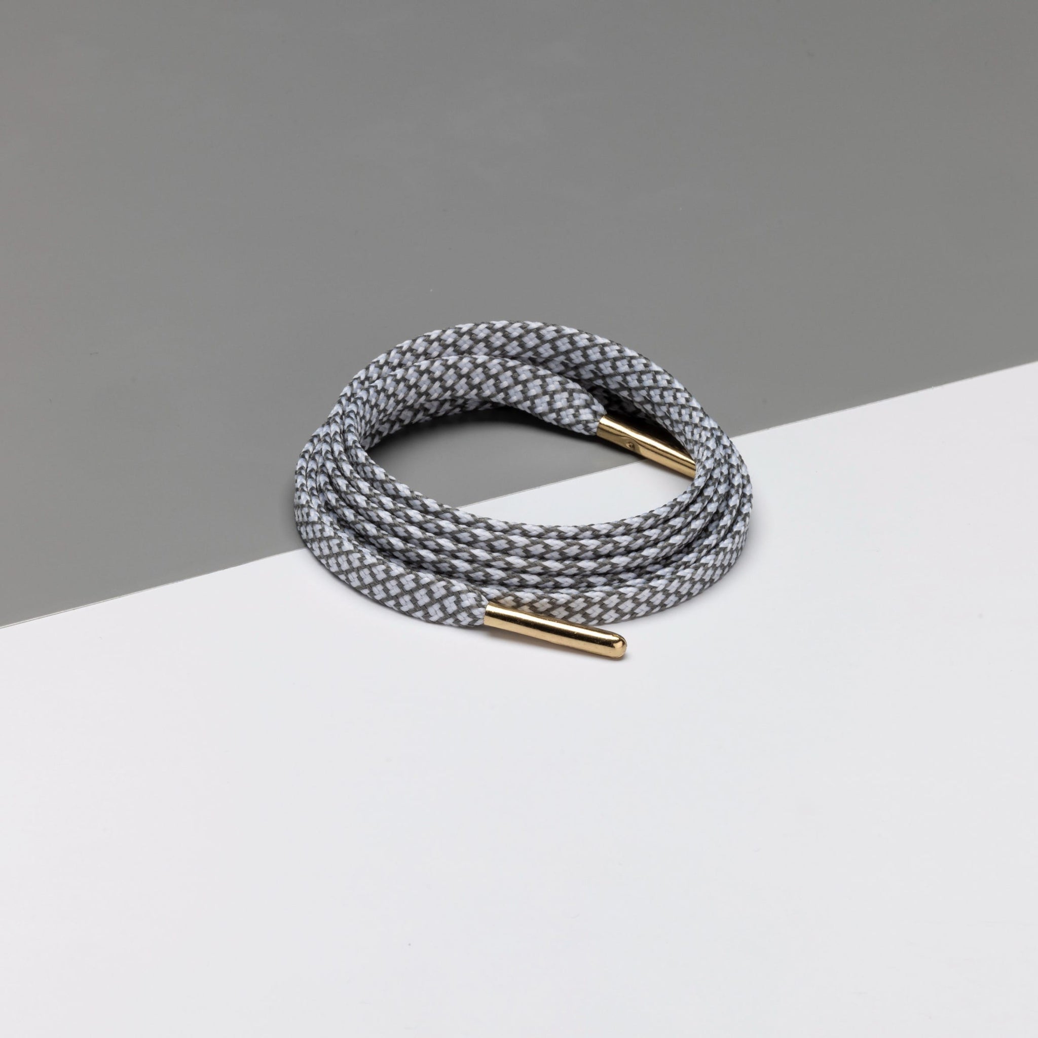 Ropies Flat Shoelaces · White/Grey/Gold Tip