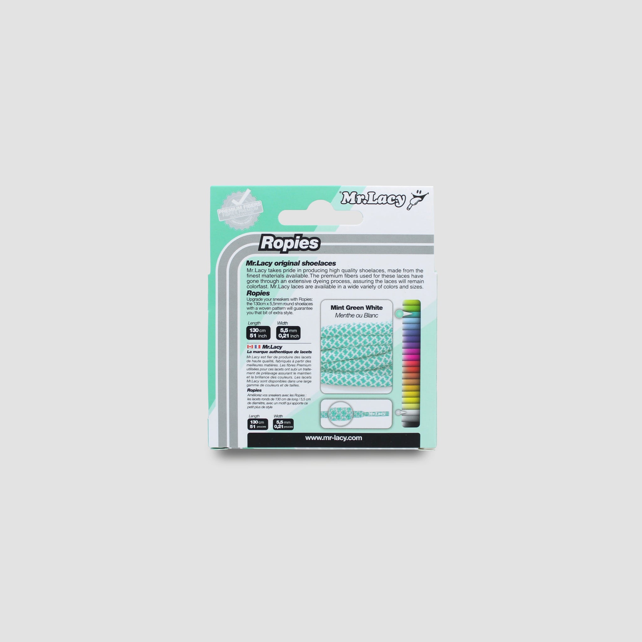 Ropies Schoenveters - Mintgroen/Wit