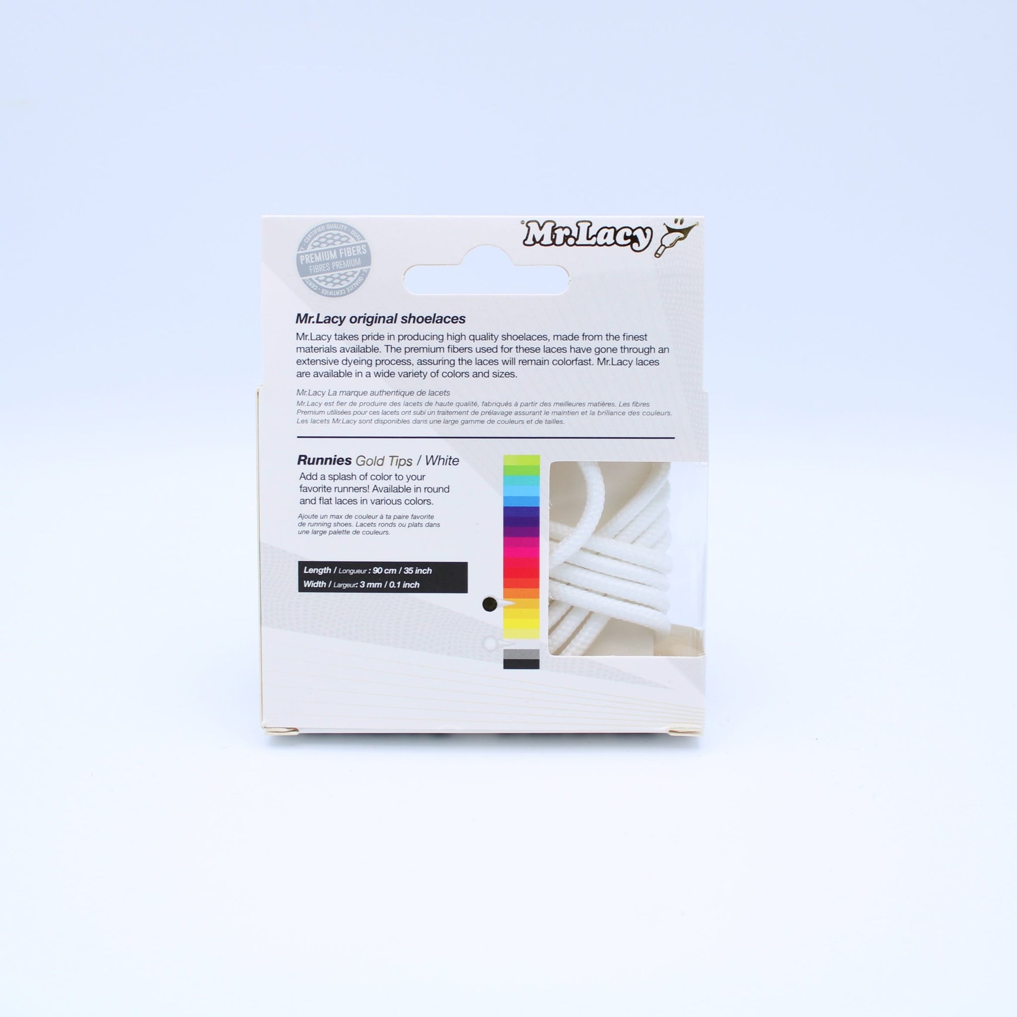 Runnies Ronde Metalen Uiteinden Schoenveters - Wit met Gouden Uiteinde - Mr.Lacy