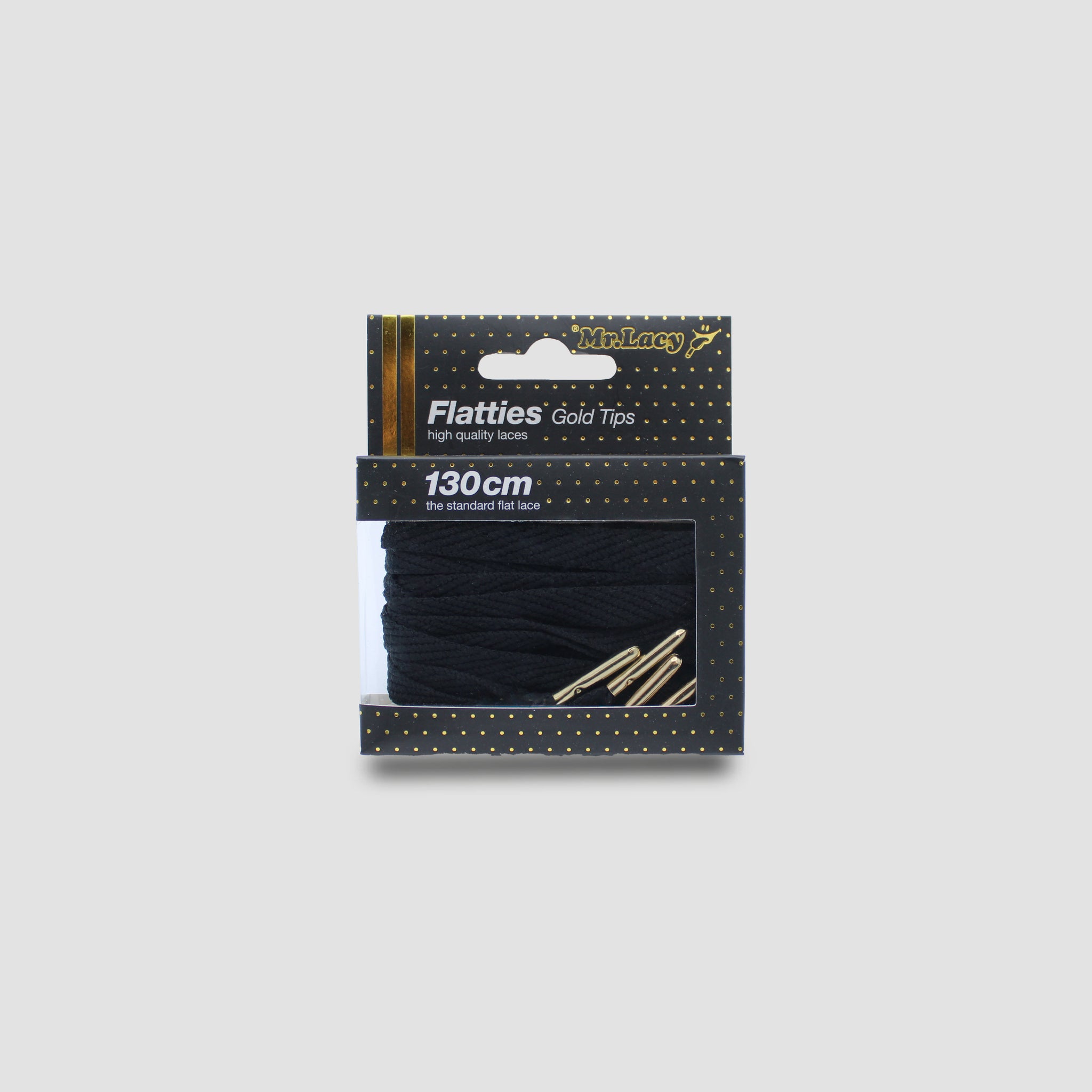 Skinnies Metal Tips Shoelaces · Black with Gold Tip
