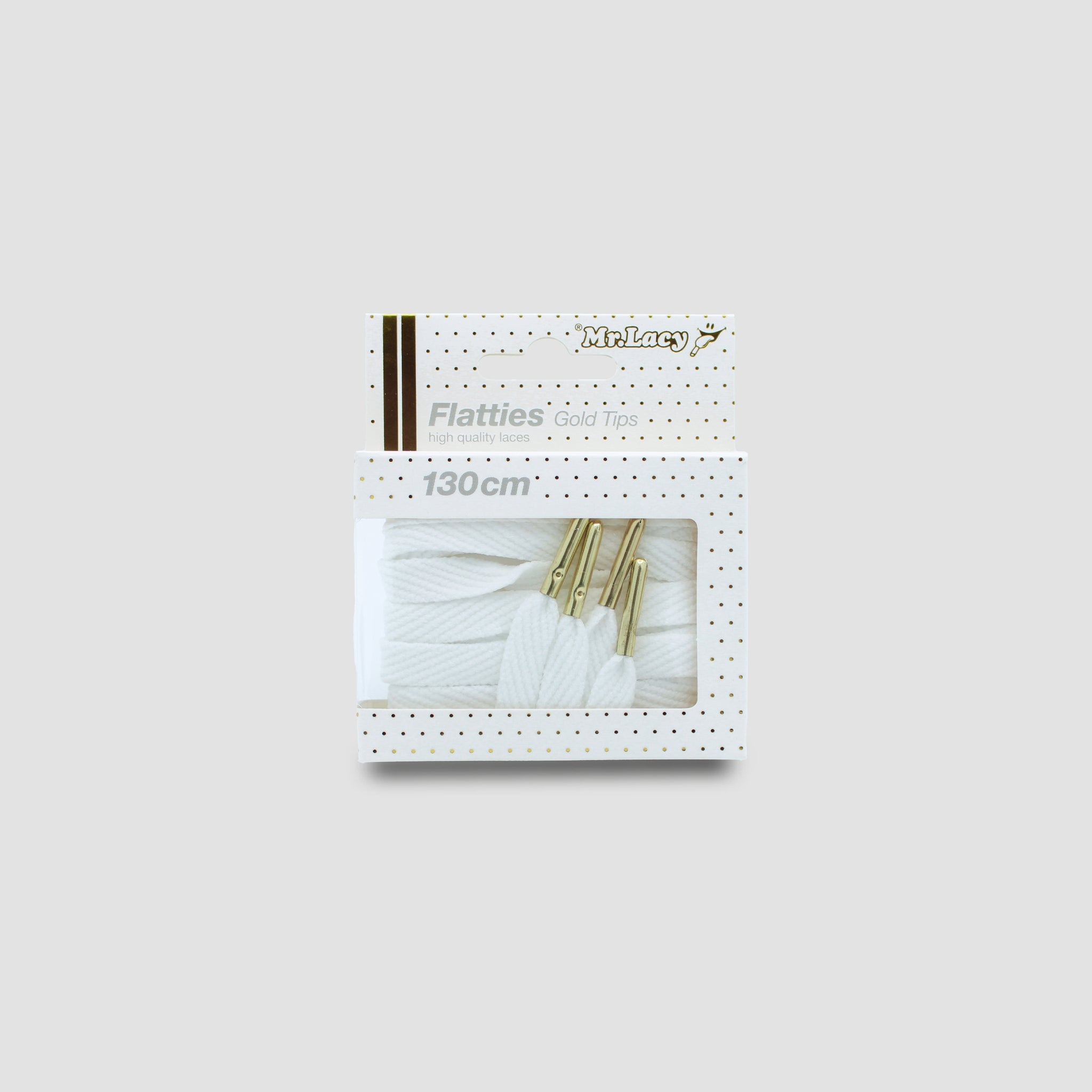 Flatties Cordones Metal Tips - Blanco con punta dorada