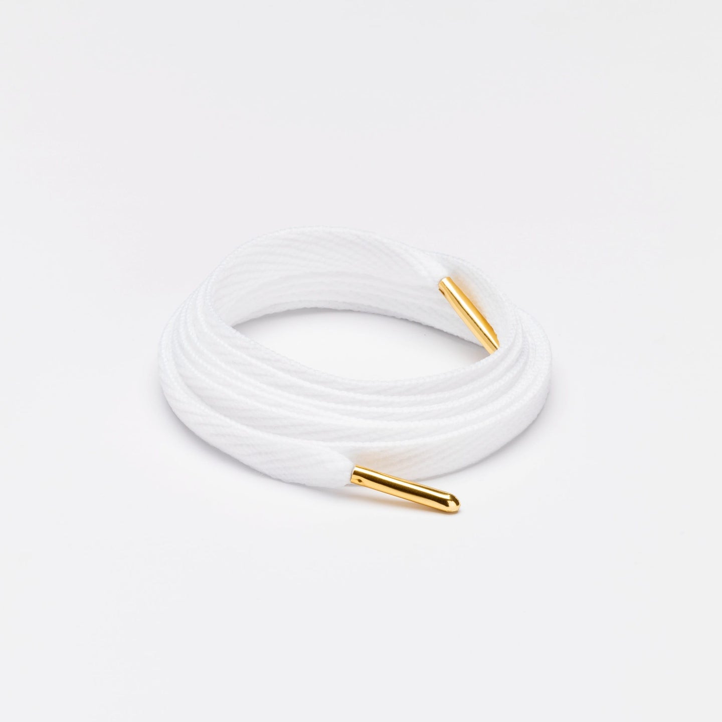 Flatties Metal Tips Shoelaces · White with Gold Tip · Mr.Lacy