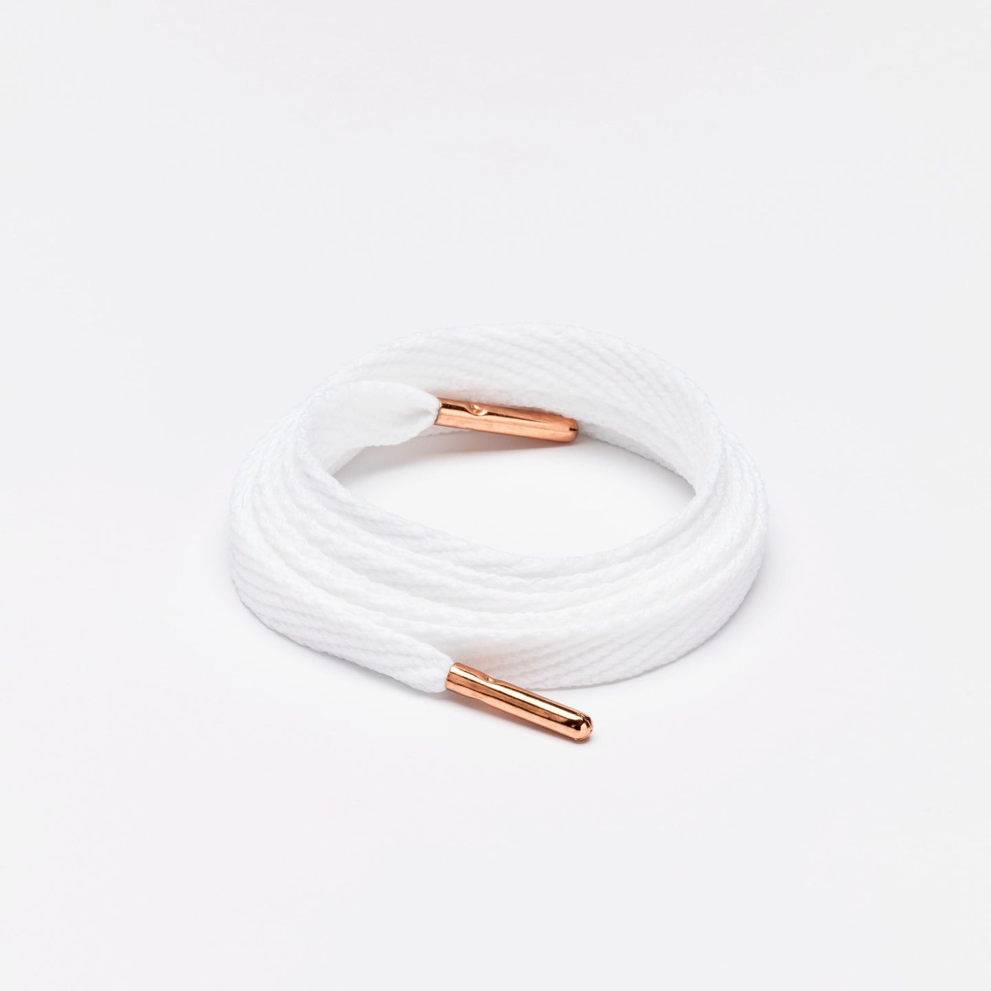 Flatties Metal Tips Shoelaces · White with Rose Gold Tip · Mr.Lacy