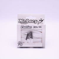 Flatties Metal Tips Shoelaces · White with Silver Tip · Mr.Lacy