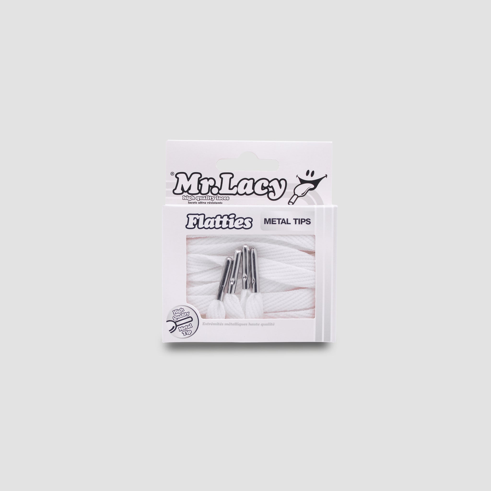 Flatties Cordones Metal Tips - Blanco con punta plateada