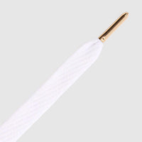 Flatties Metal Tips Shoelaces · White with Gold Tip · Mr.Lacy