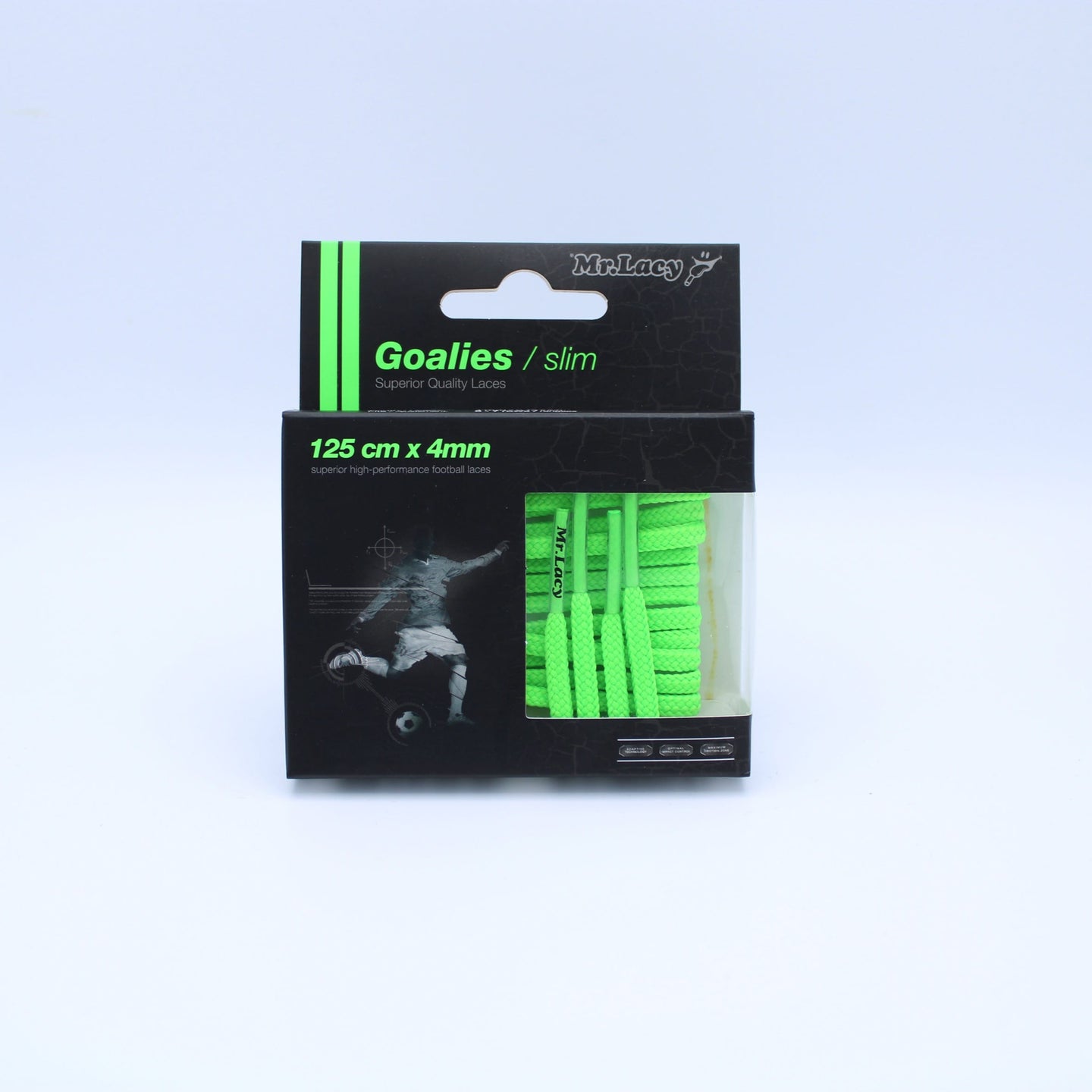 Goalies Slim Football Boot Laces · Neon Green · Mr.Lacy