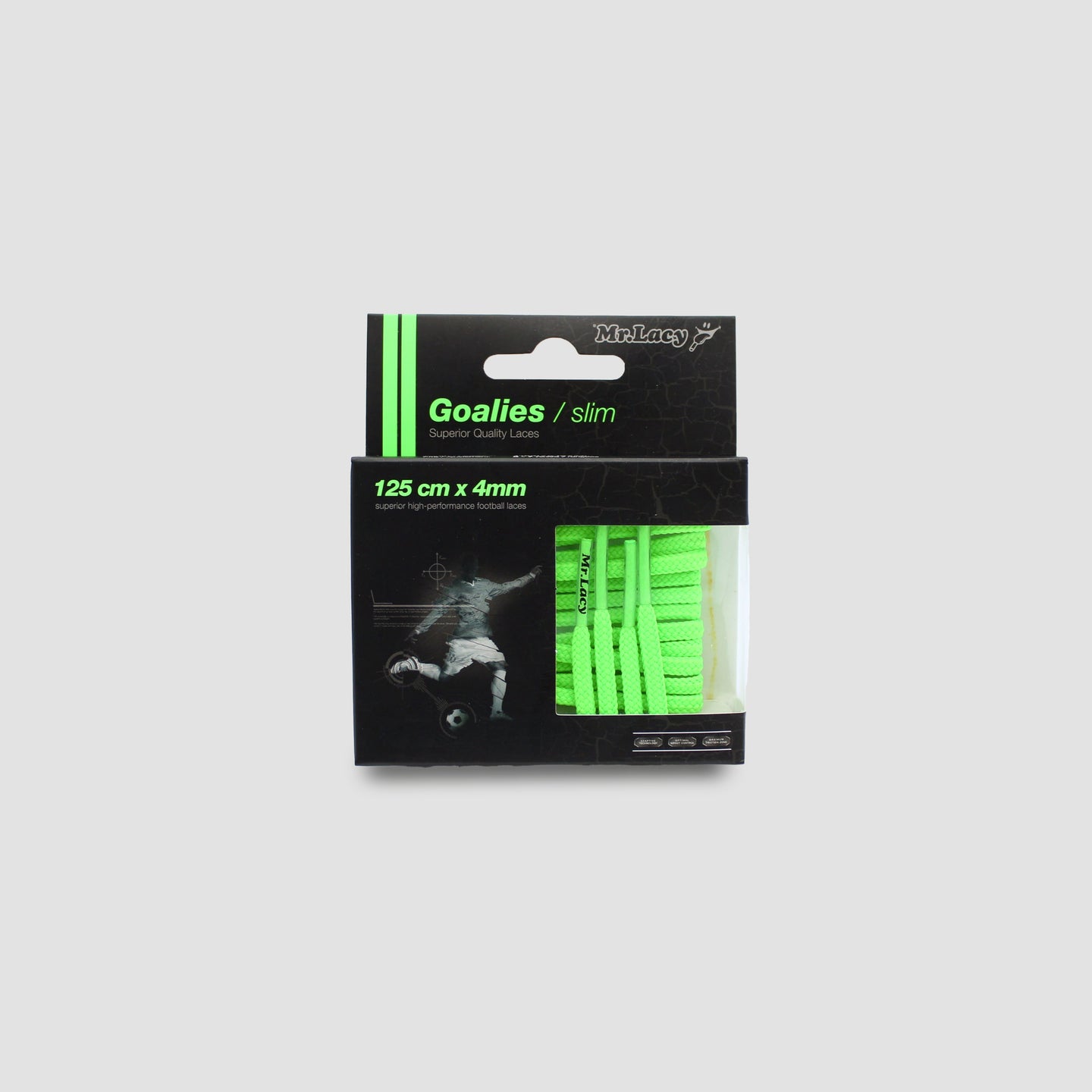 Goalies Slim Football Boot Laces · Neon Green