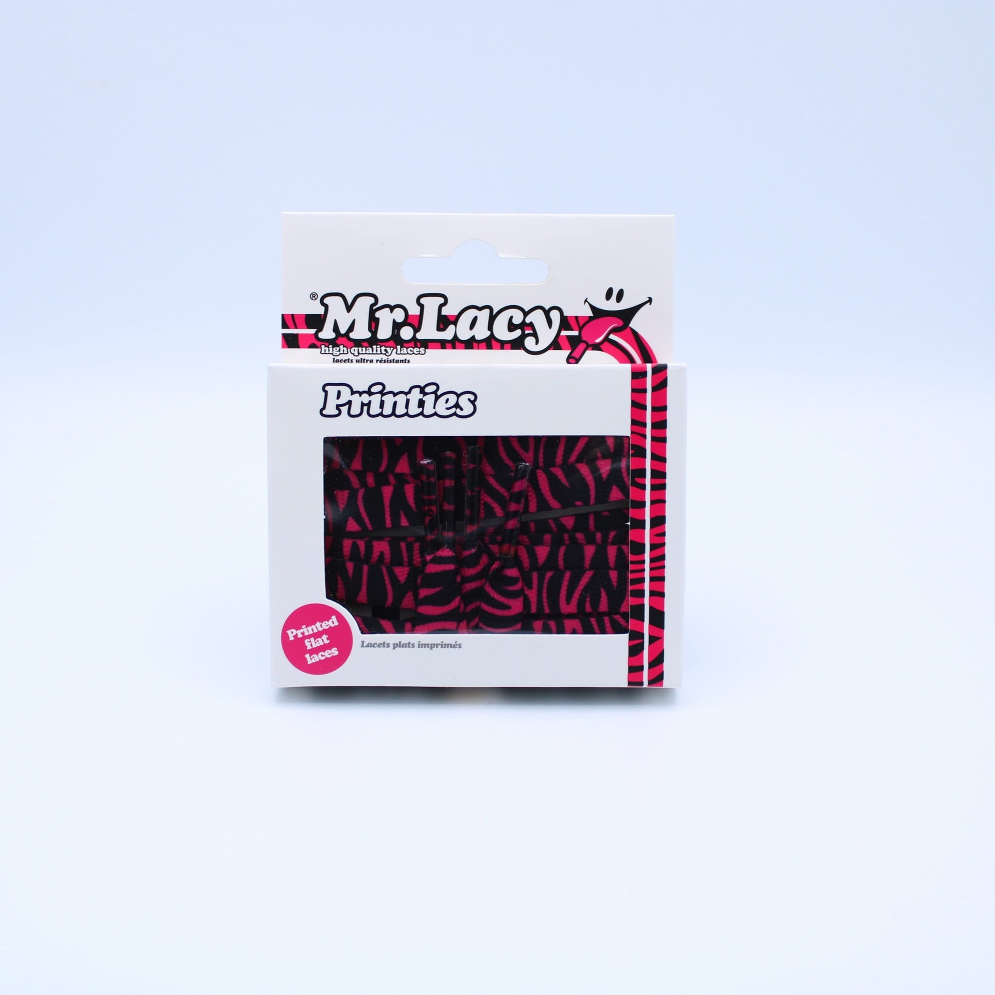 Printies Shoelaces · Hot Pink / Black Zebra · Mr.Lacy