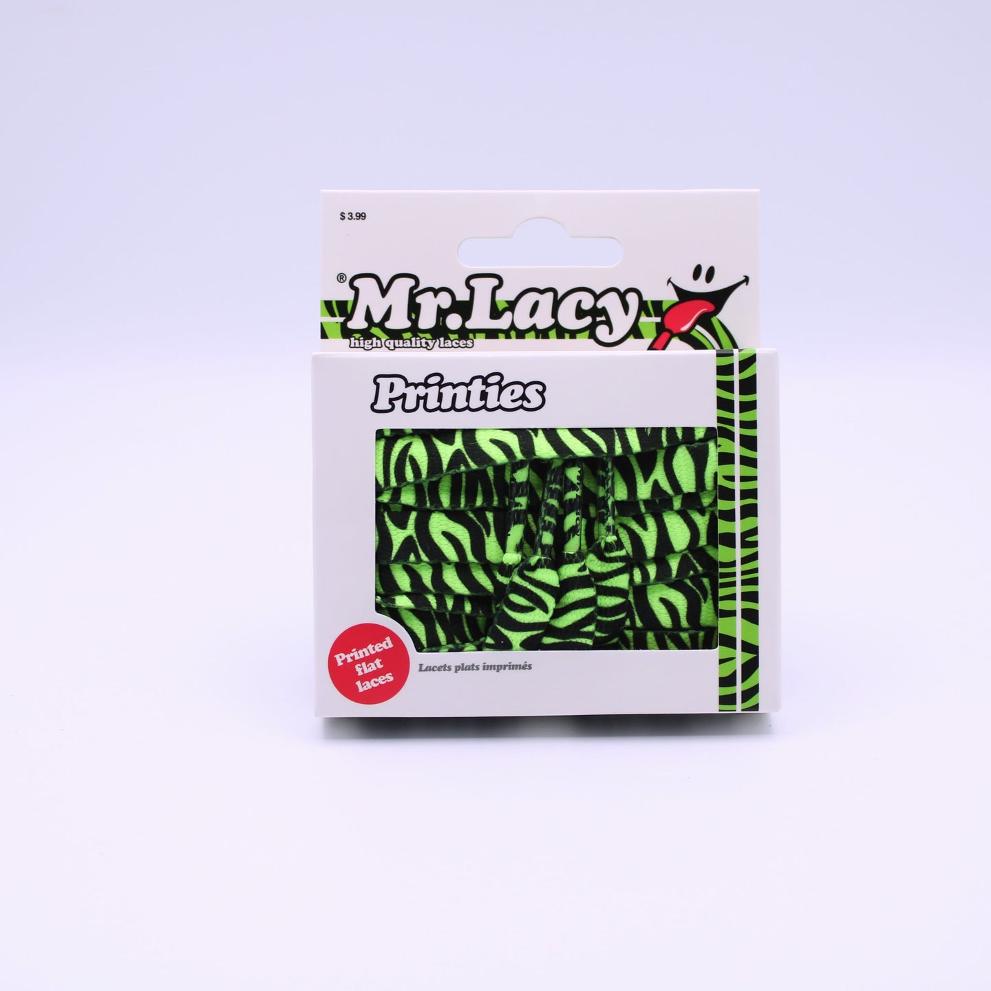 Lacets Printies - Zebra Neon Lime Yellow - Mr.Lacy