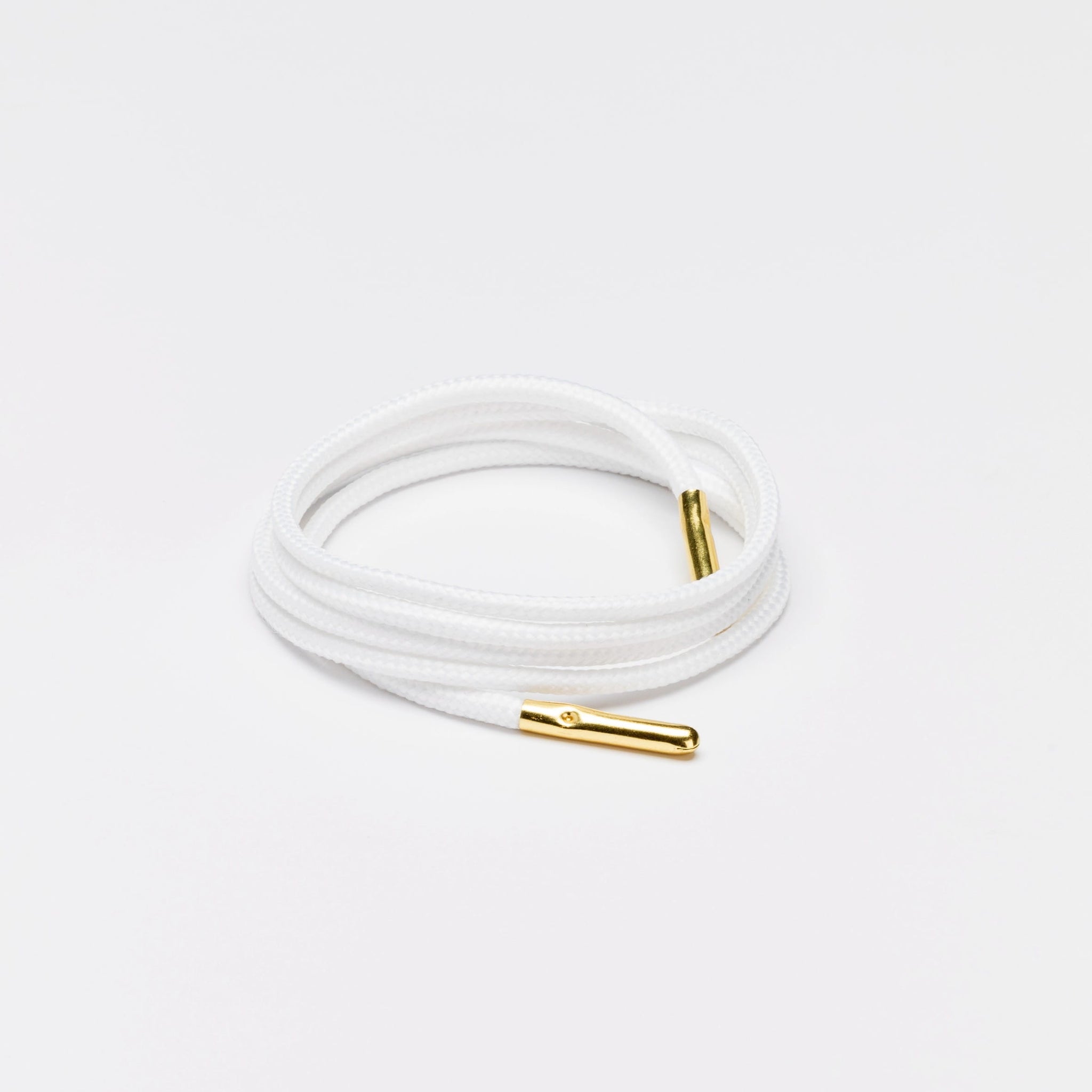 Runnies Round Metal Tips Shoelaces · White with Gold Tip · Mr.Lacy