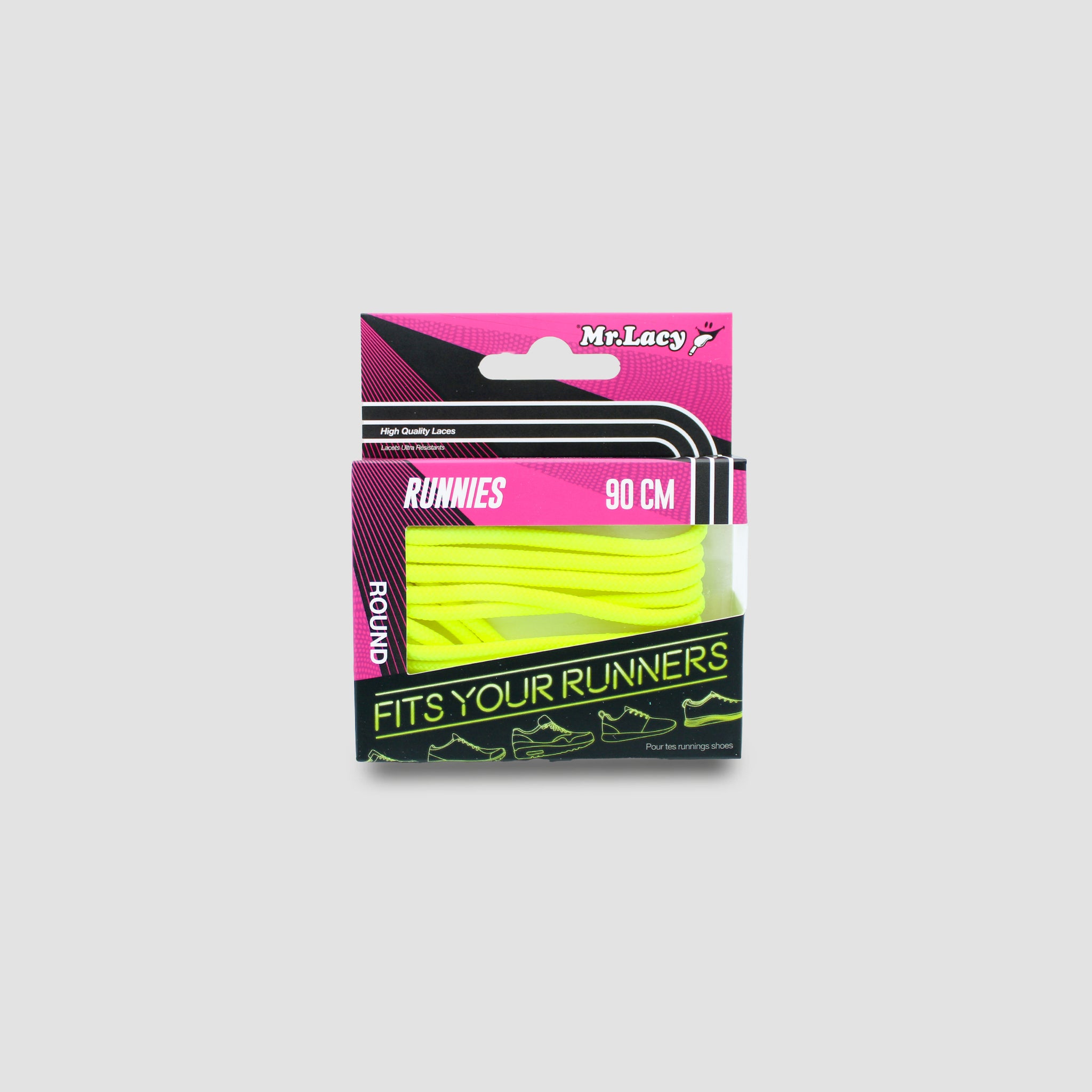 Runnies Round Shoelaces · Neon Lime Yellow