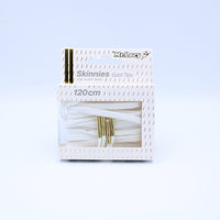 Skinnies Metal Tips Shoelaces · White with Gold Tip · Mr.Lacy