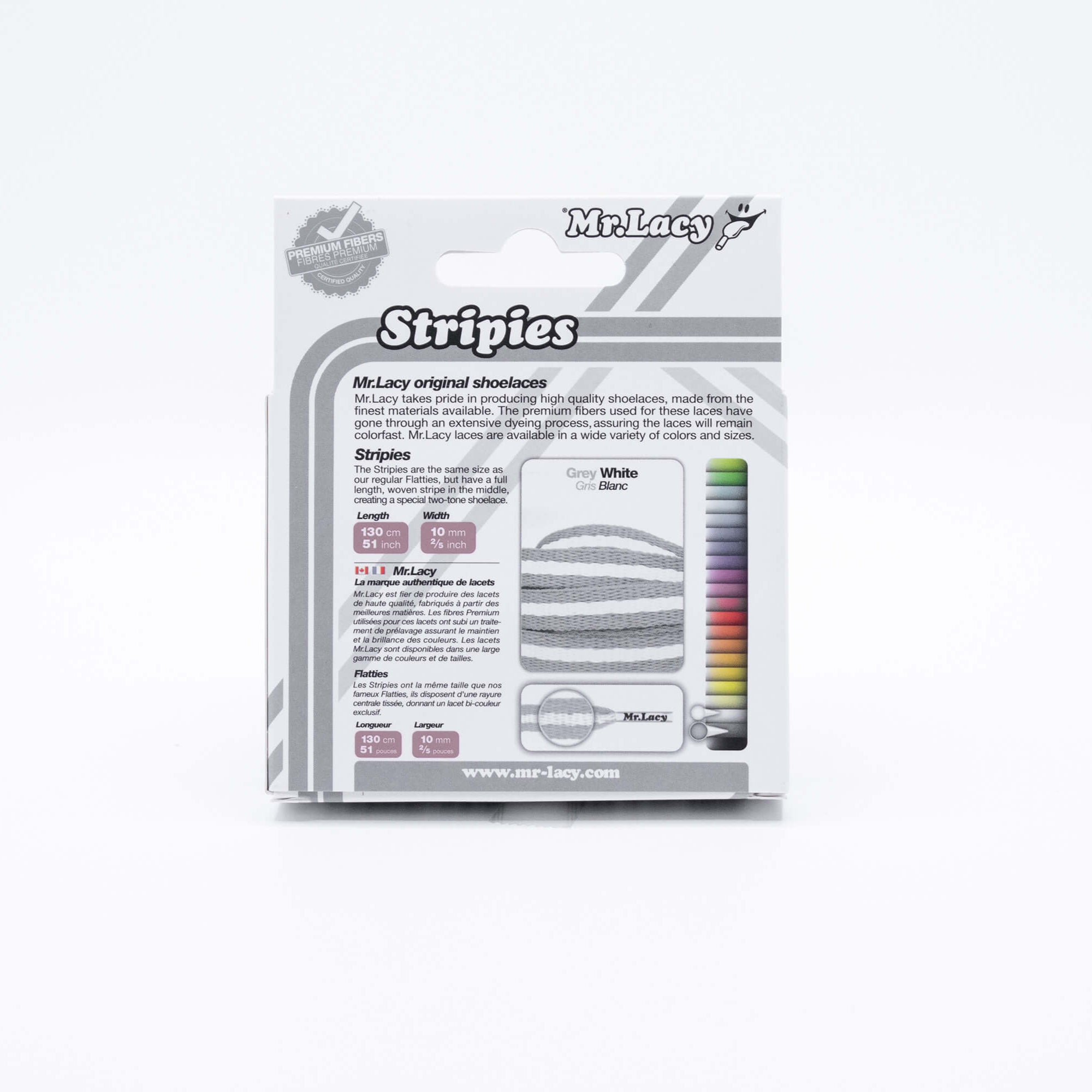 Lacets Stripies - Gris et blanc