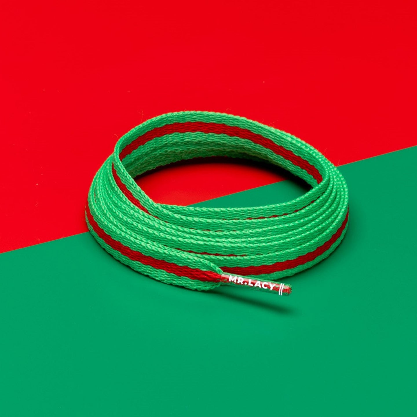 Cordones Stripies - Verde Kelly/Rojo